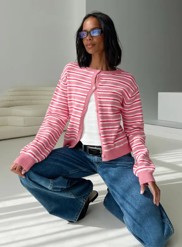 Heavenly Dream Cardigan Pink Stripe sold by Princess Polly
