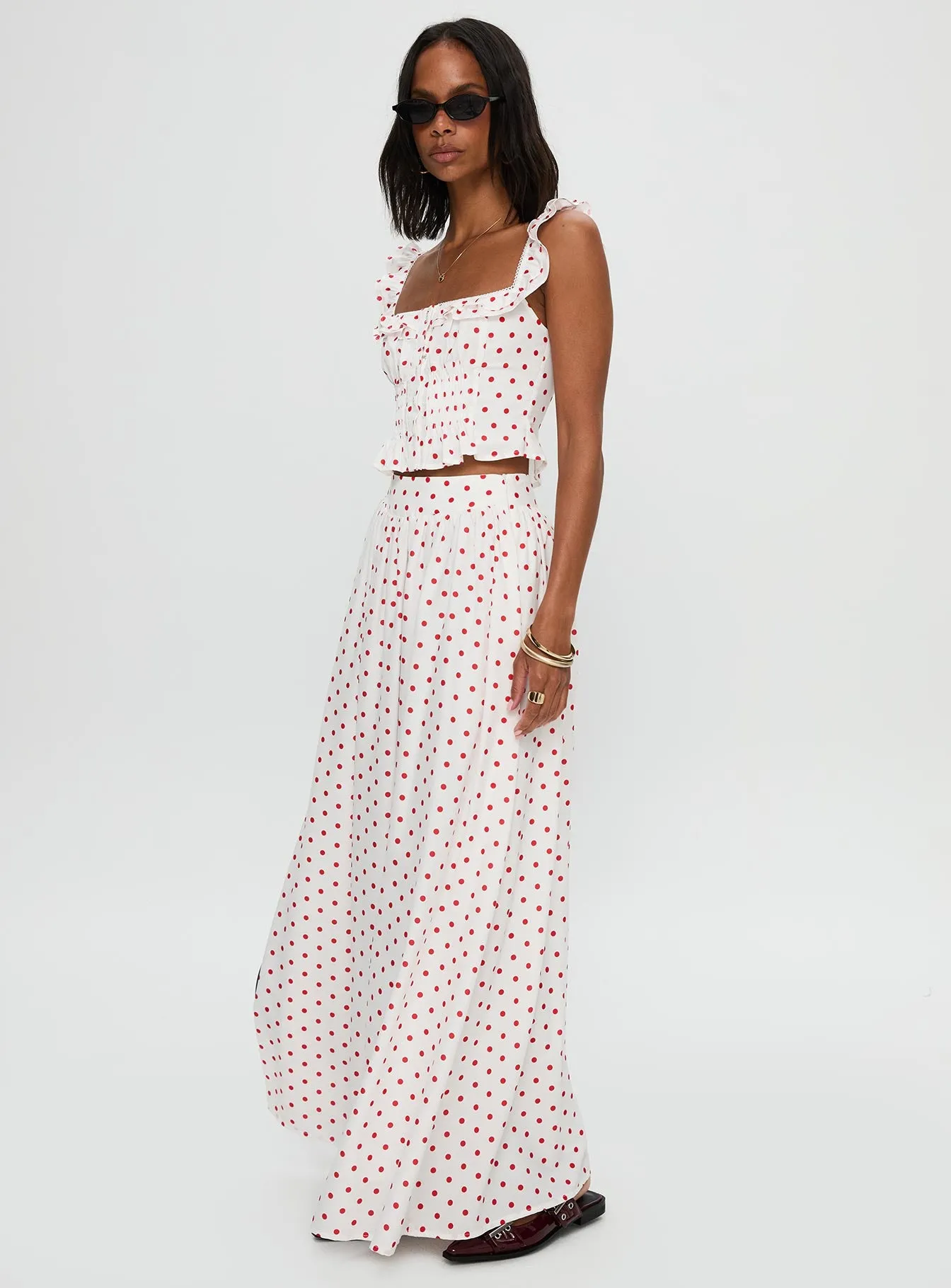 Valerio Maxi Skirt White / Red sold by Princess Polly product image thumbnail 4