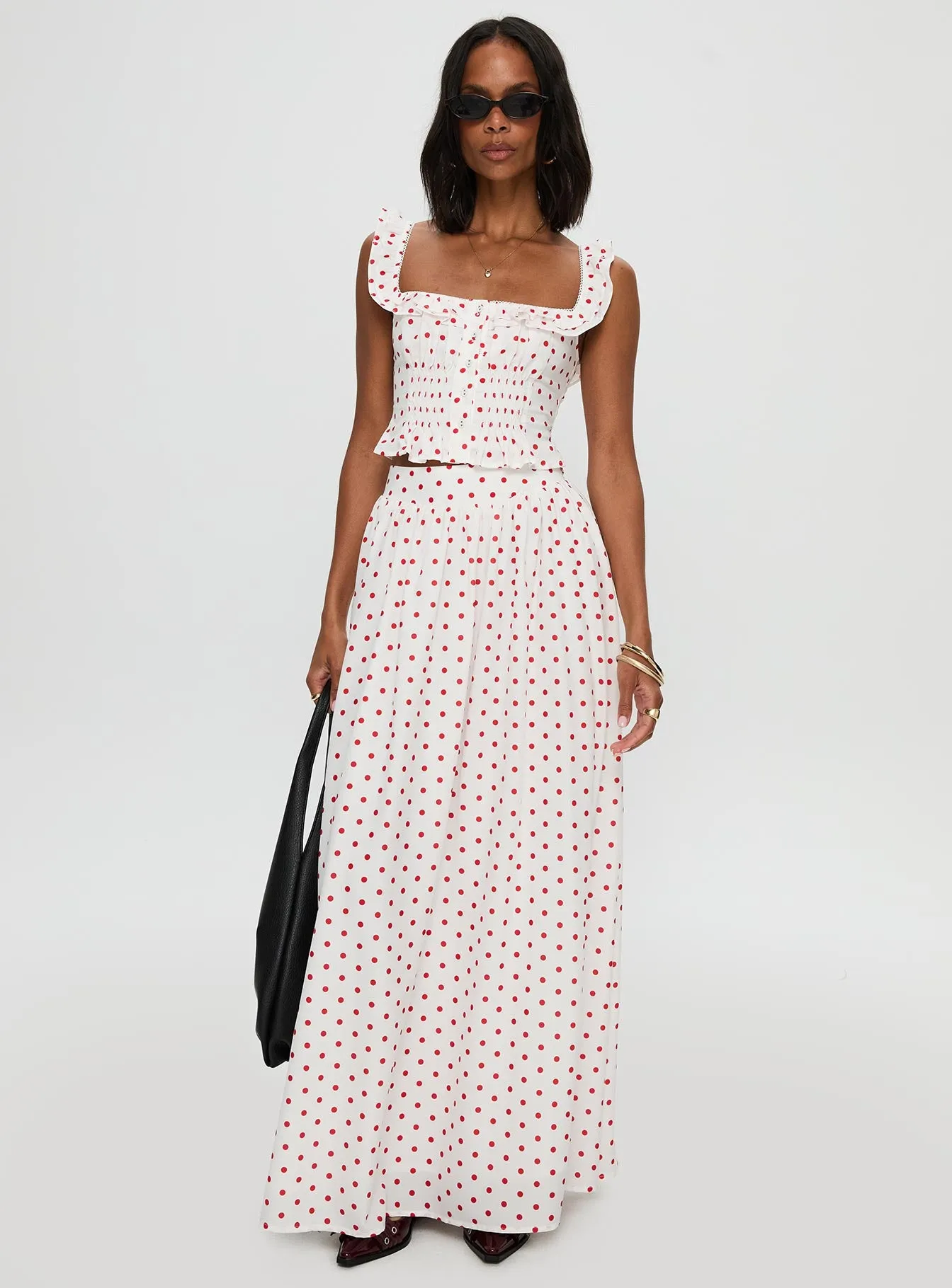 Valerio Maxi Skirt White / Red sold by Princess Polly product image thumbnail 3