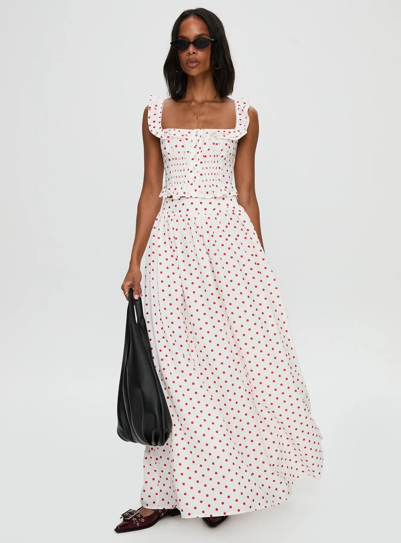 Valerio Maxi Skirt White / Red sold by Princess Polly product image thumbnail 2