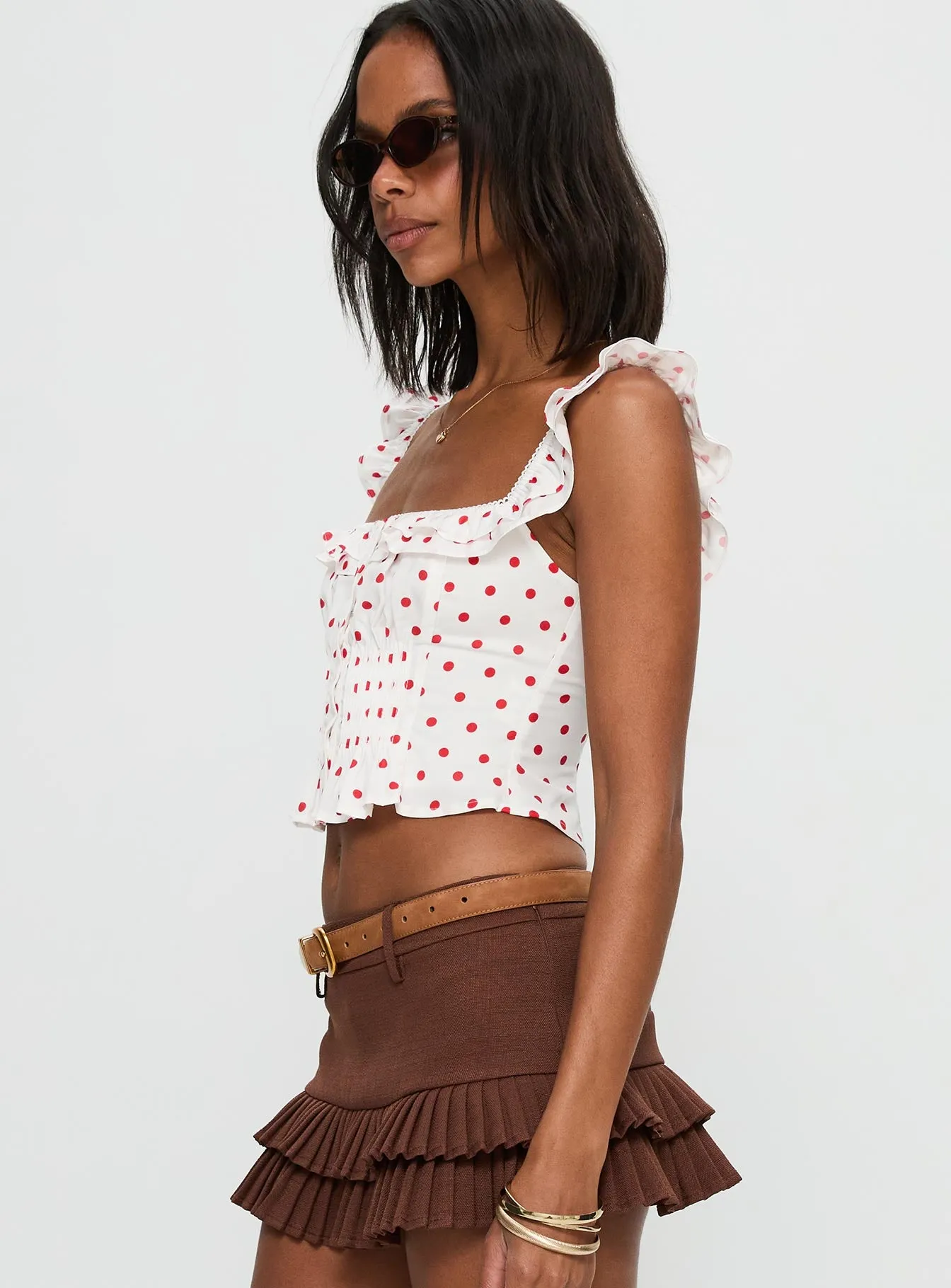 Isadoria Frill Top White / Red Polka sold by Princess Polly product image thumbnail 4
