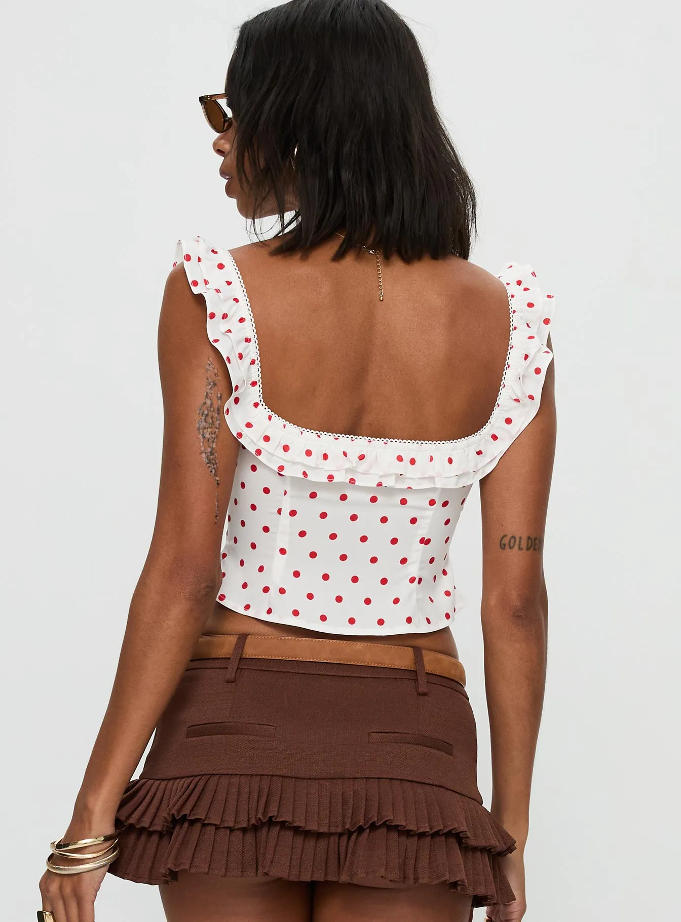 Isadoria Frill Top White / Red Polka sold by Princess Polly product image thumbnail 5
