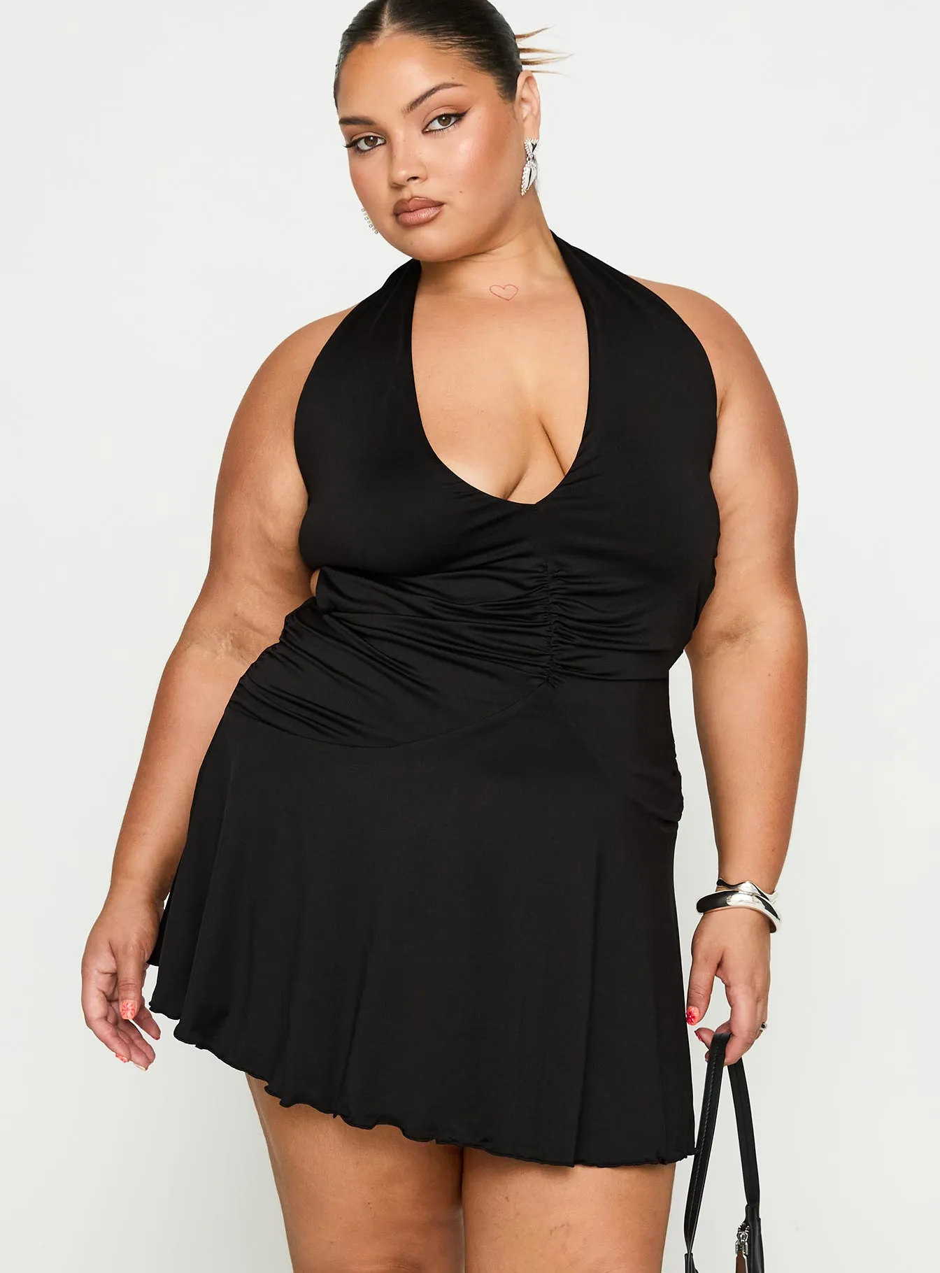 Maeva Halter Mini Dress Black Curve sold by Princess Polly product image thumbnail 2