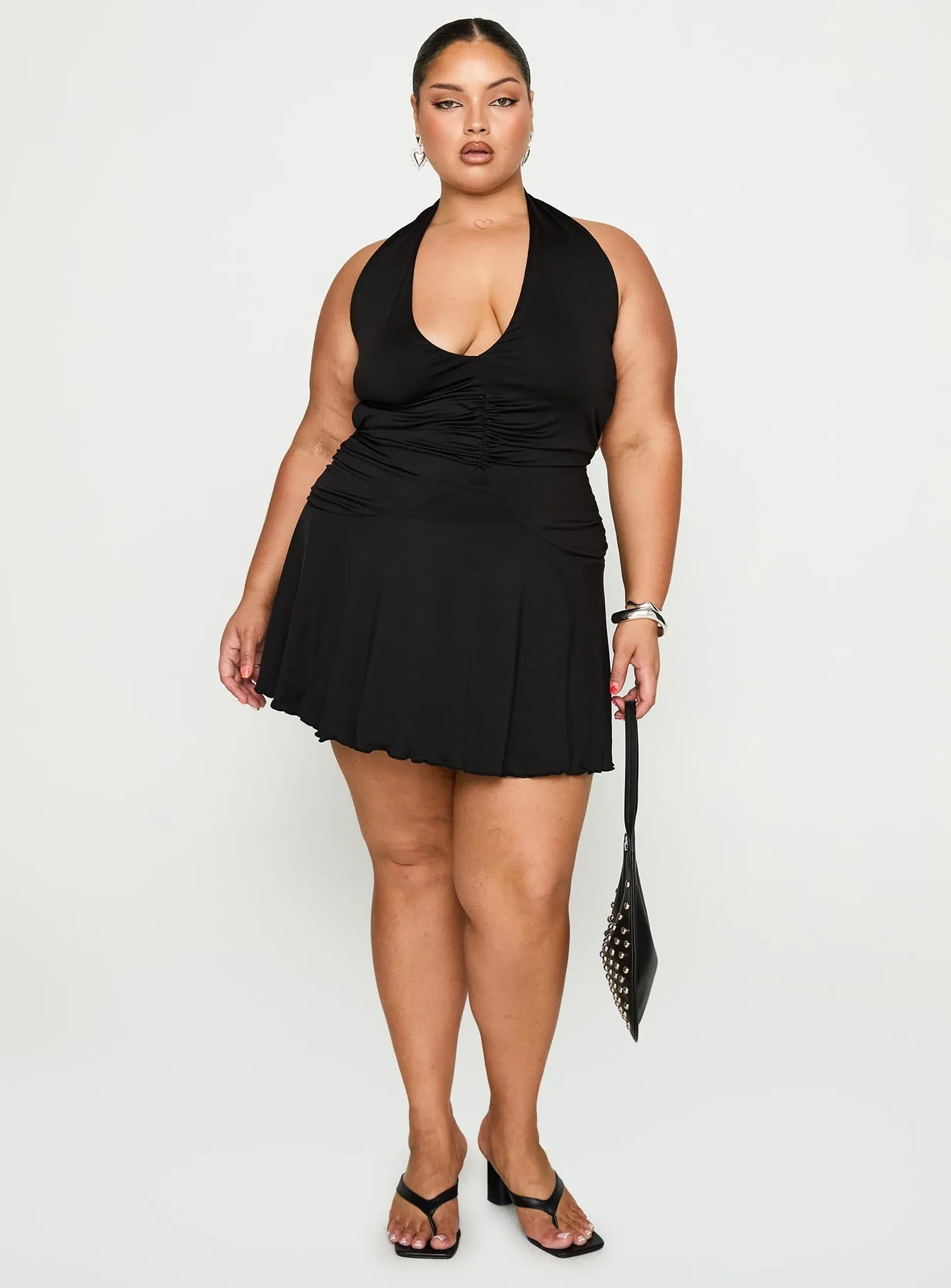 Maeva Halter Mini Dress Black Curve sold by Princess Polly product image thumbnail 3