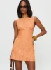 Ellesandra Boat Neck Mini Dress Orange Stripe sold by Princess Polly