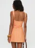 Ellesandra Boat Neck Mini Dress Orange Stripe sold by Princess Polly
