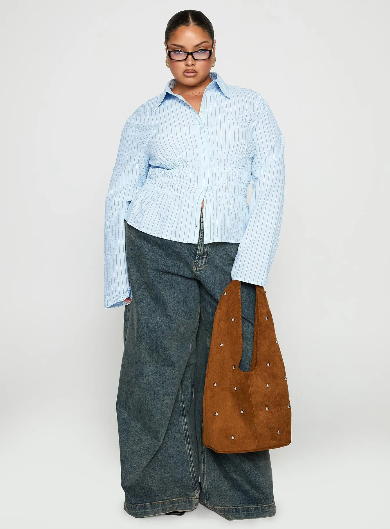 Liesel Shirred Long Sleeve Top Stripe Curve sold by Princess Polly product image thumbnail 3