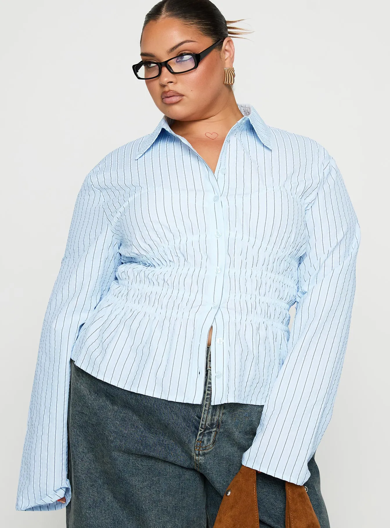 Liesel Shirred Long Sleeve Top Stripe Curve sold by Princess Polly product image thumbnail 2