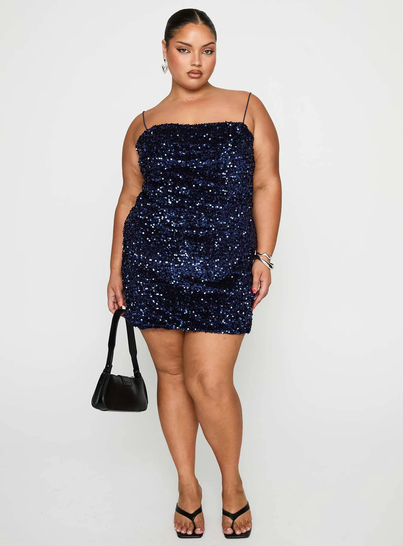 Layney Sequin Mini Dress Navy Curve sold by Princess Polly product image thumbnail 3