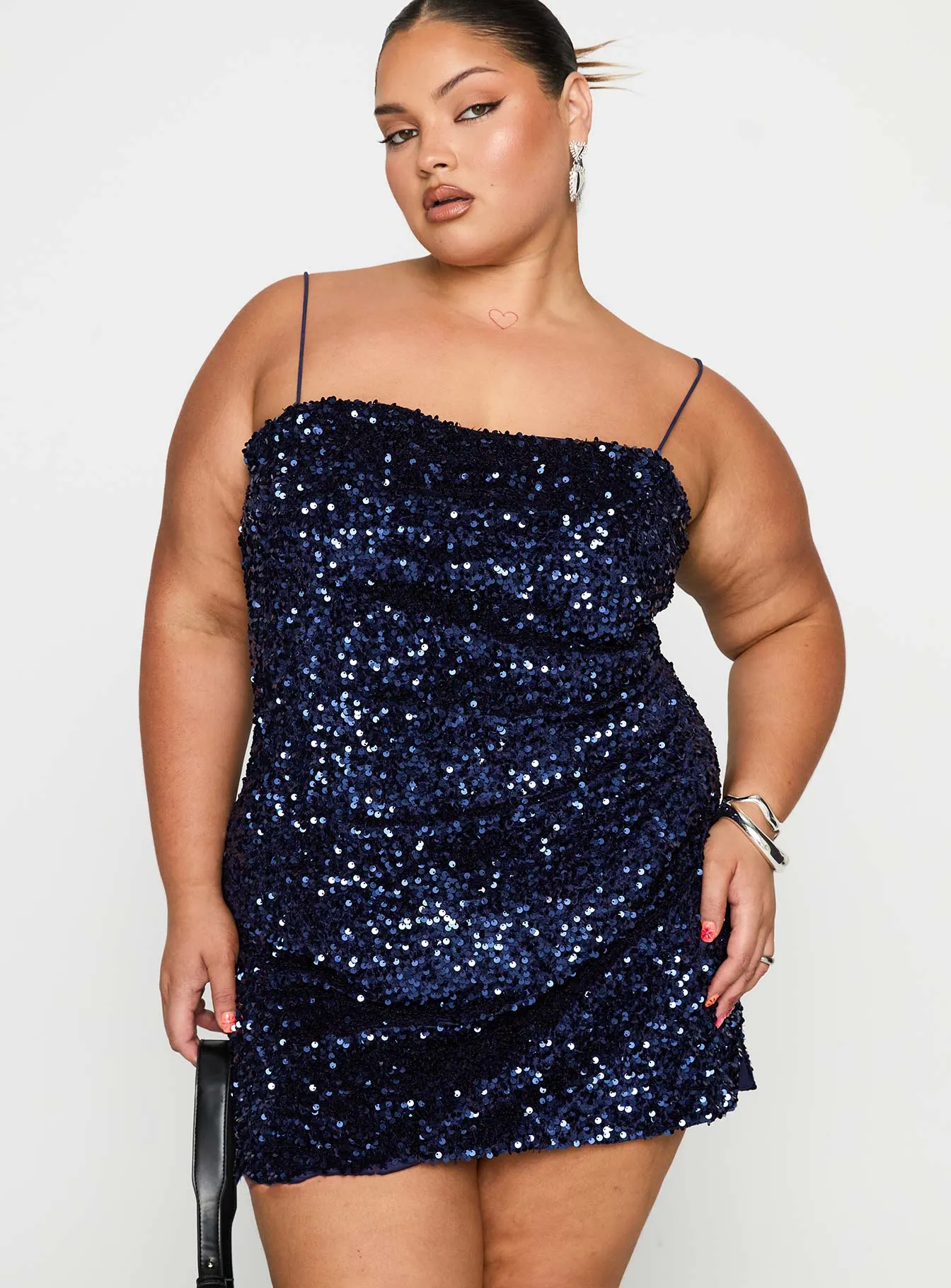 Layney Sequin Mini Dress Navy Curve sold by Princess Polly product image thumbnail 2