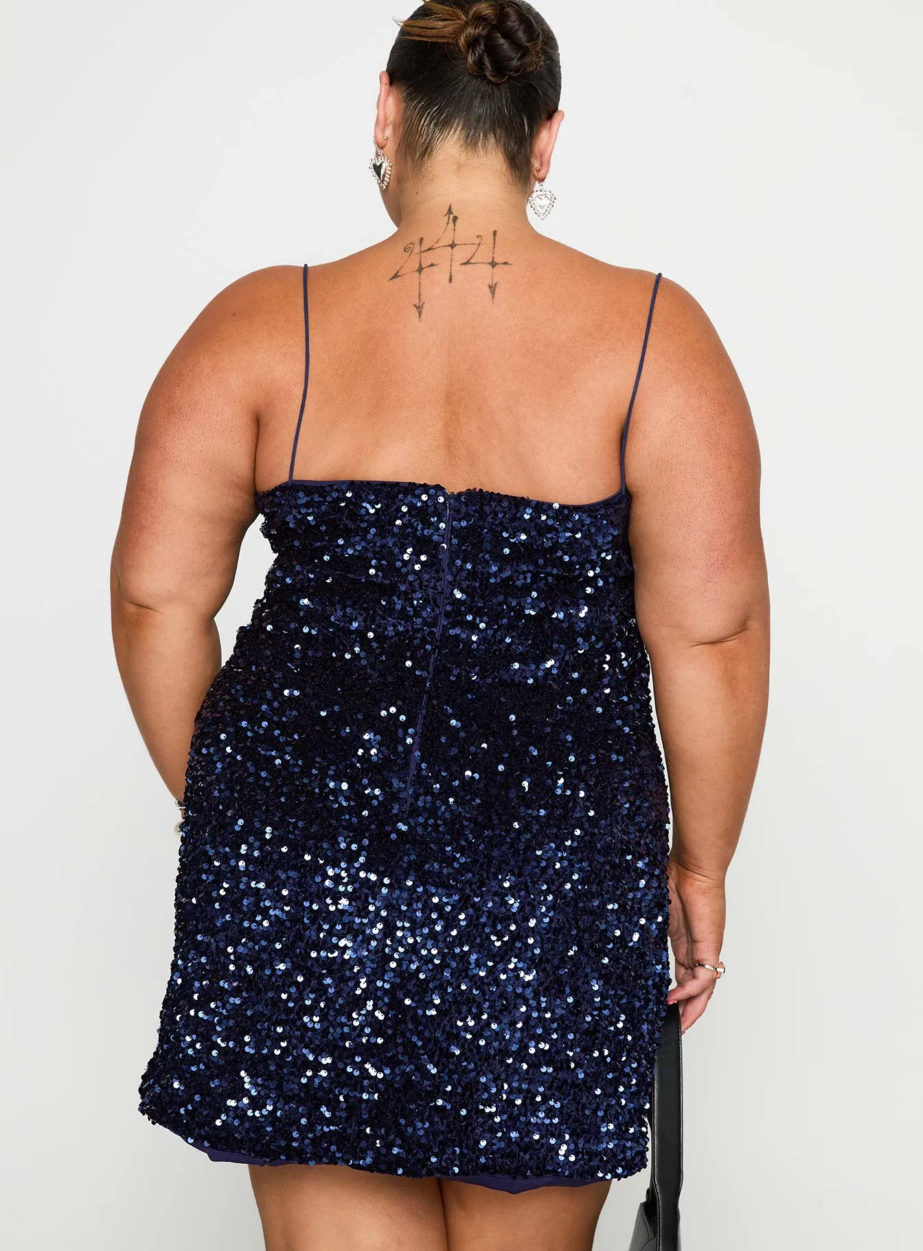 Layney Sequin Mini Dress Navy Curve sold by Princess Polly product image thumbnail 5
