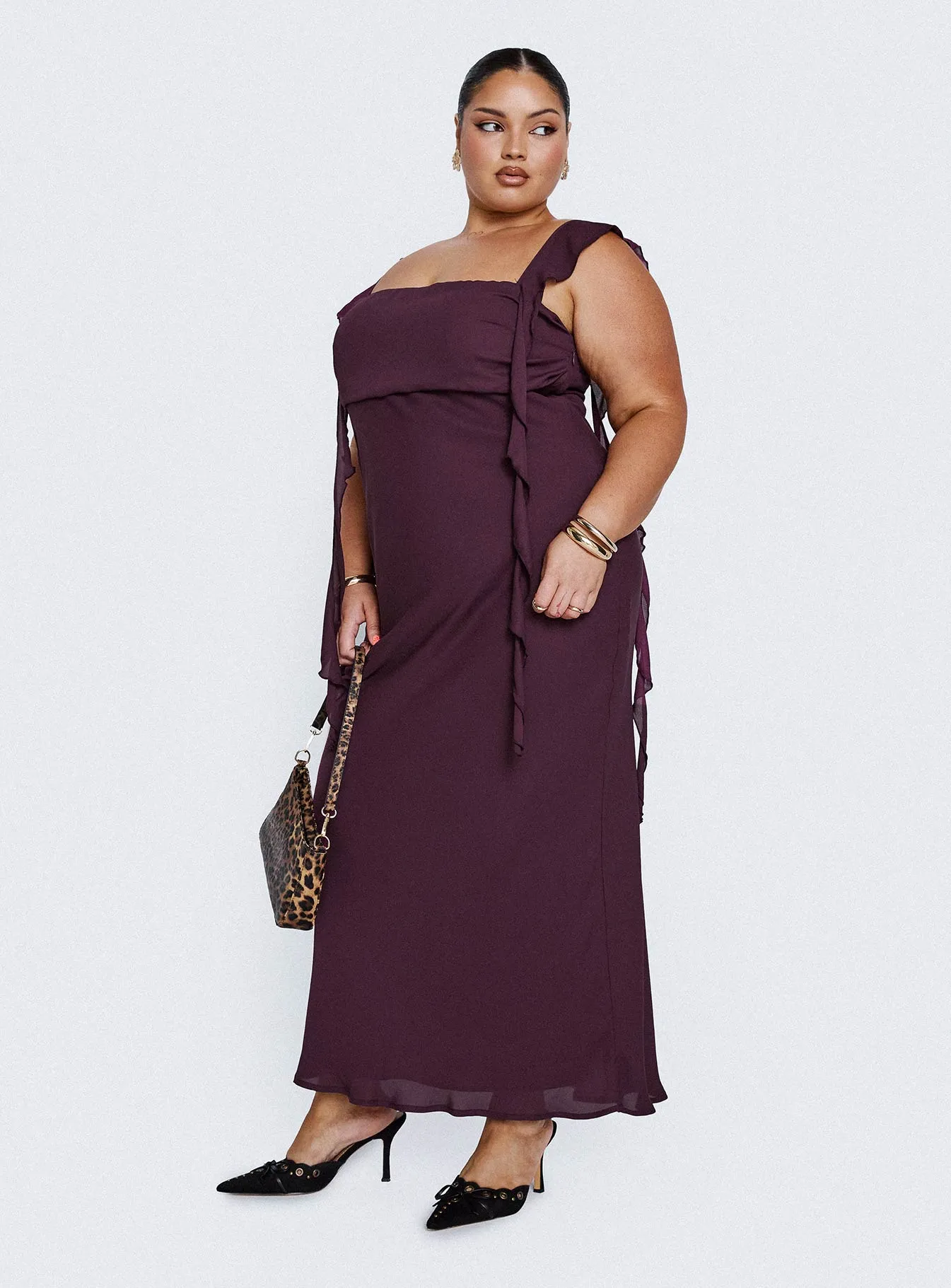 Lanai Maxi Dress Plum Curve sold by Princess Polly