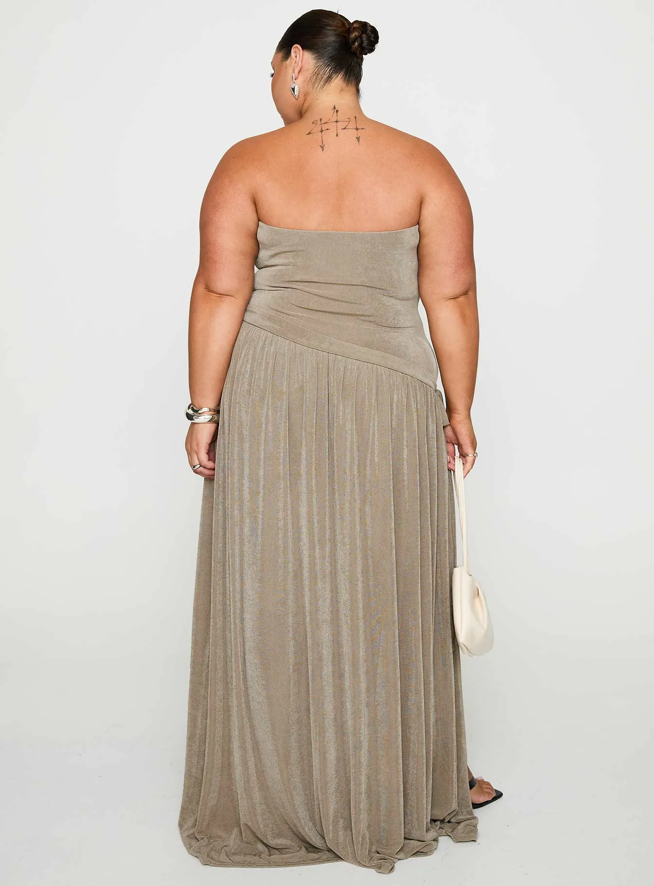 Inka Strapless Maxi Dress Taupe Curve sold by Princess Polly product image thumbnail 5