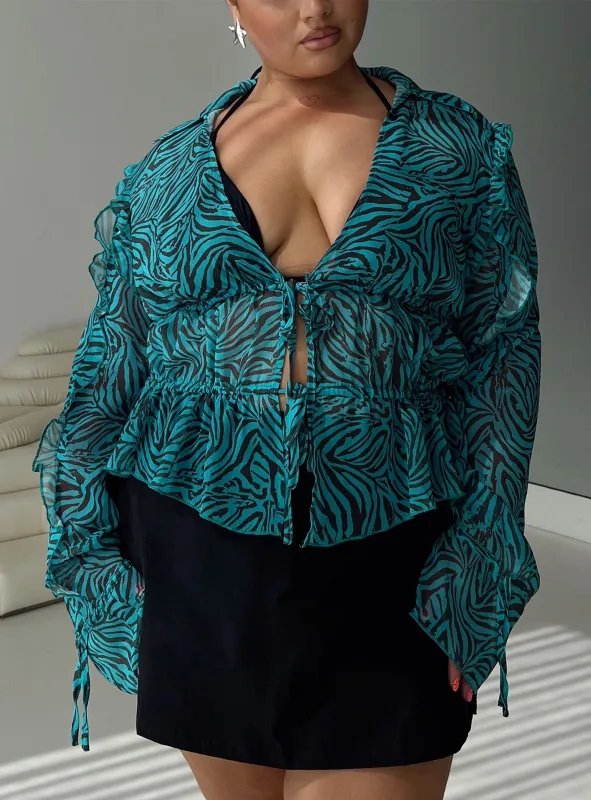 Holidaze Long Sleeve Top Zebra Curve sold by Princess Polly