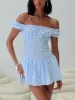 Count My Blessings Playsuit Blue Check sold by Princess Polly