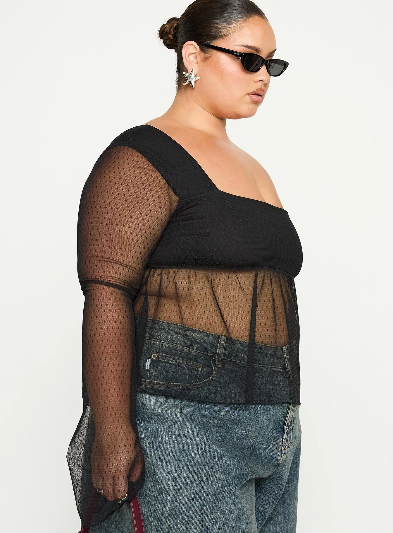 Fiorello Long Sleeve Top Black Curve sold by Princess Polly product image thumbnail 3