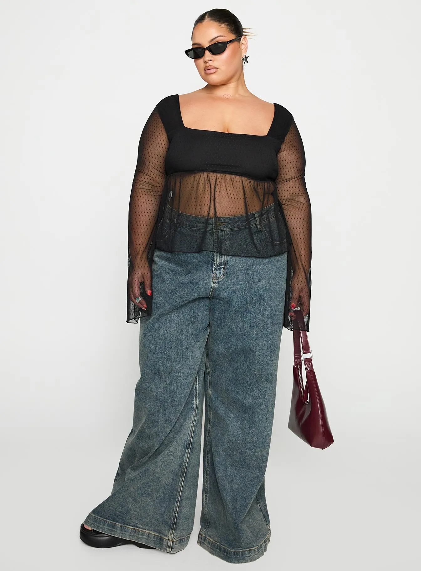 Fiorello Long Sleeve Top Black Curve sold by Princess Polly product image thumbnail 2