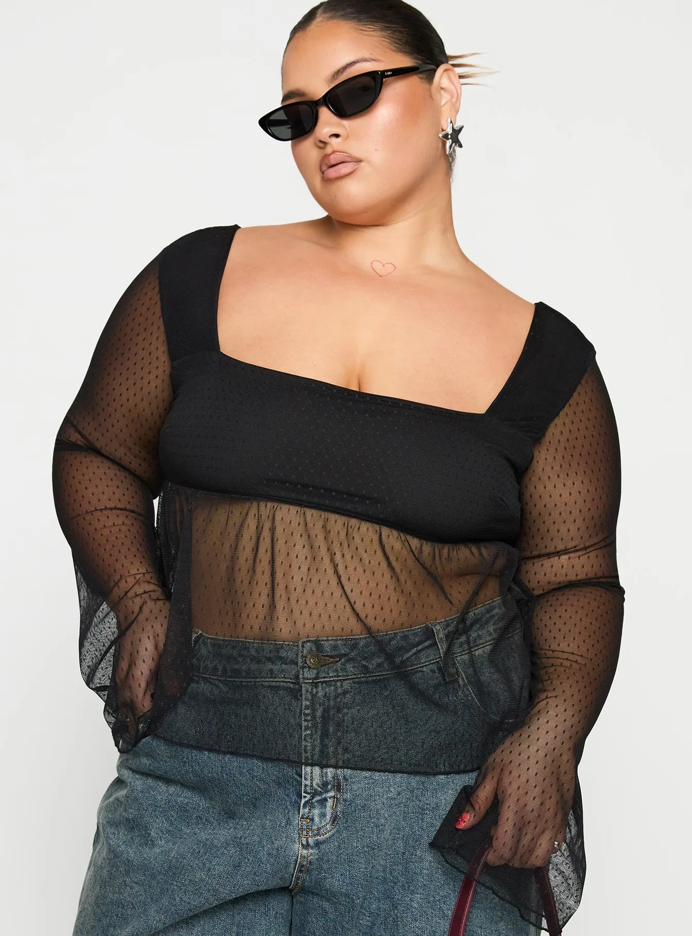 Fiorello Long Sleeve Top Black Curve sold by Princess Polly