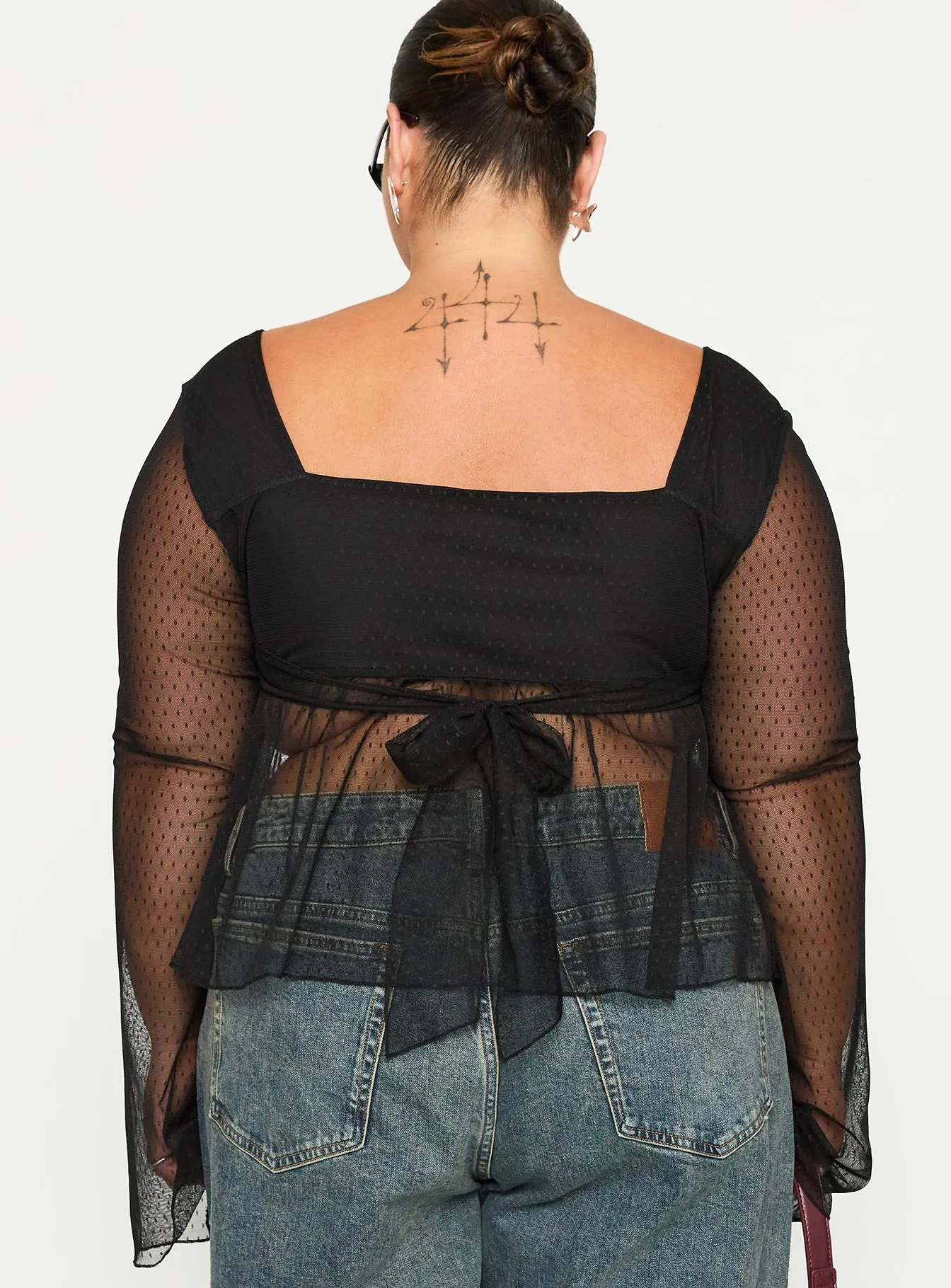 Fiorello Long Sleeve Top Black Curve sold by Princess Polly product image thumbnail 4