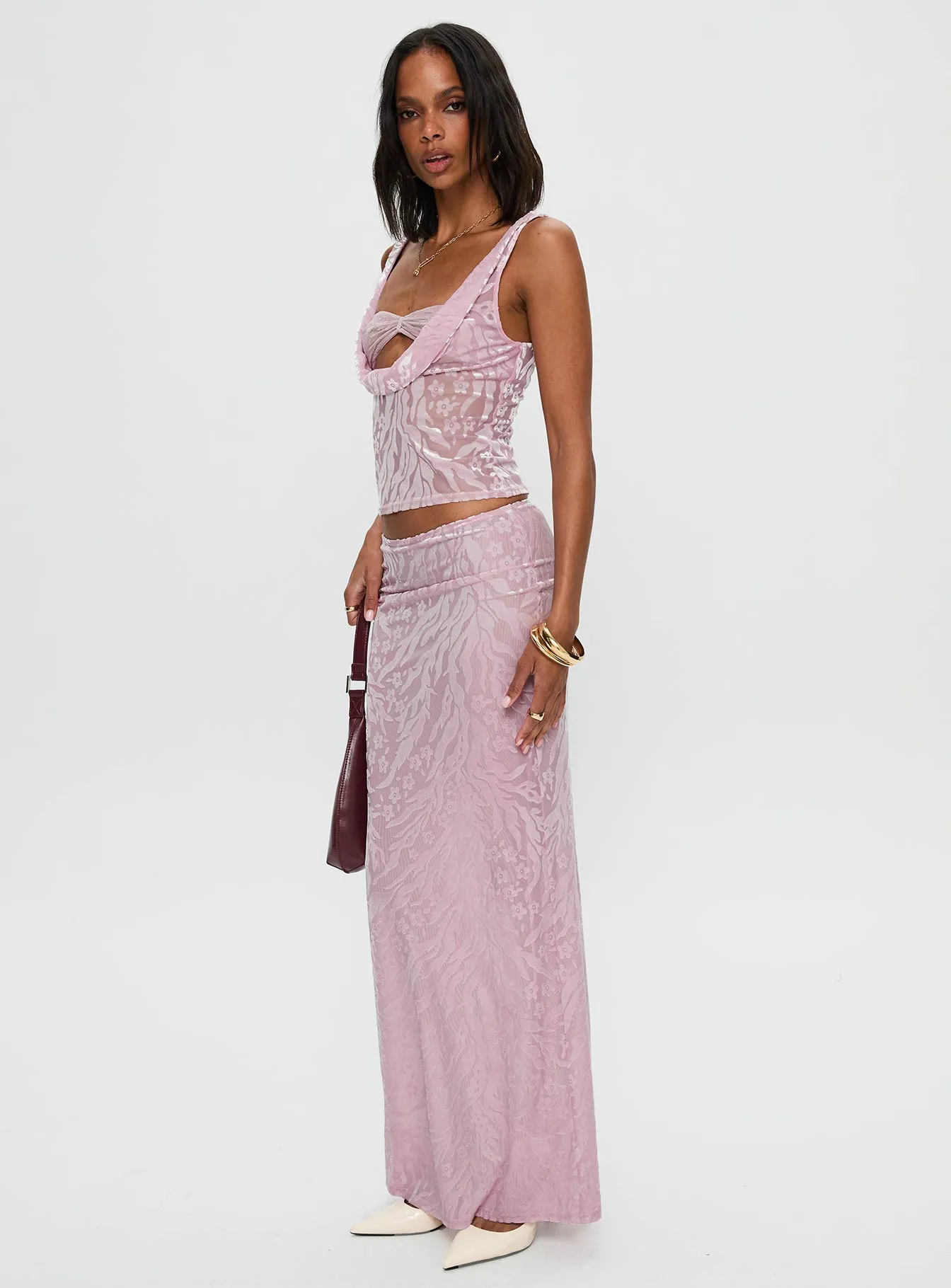 Kalei Maxi Skirt Pink Floral sold by Princess Polly product image thumbnail 4