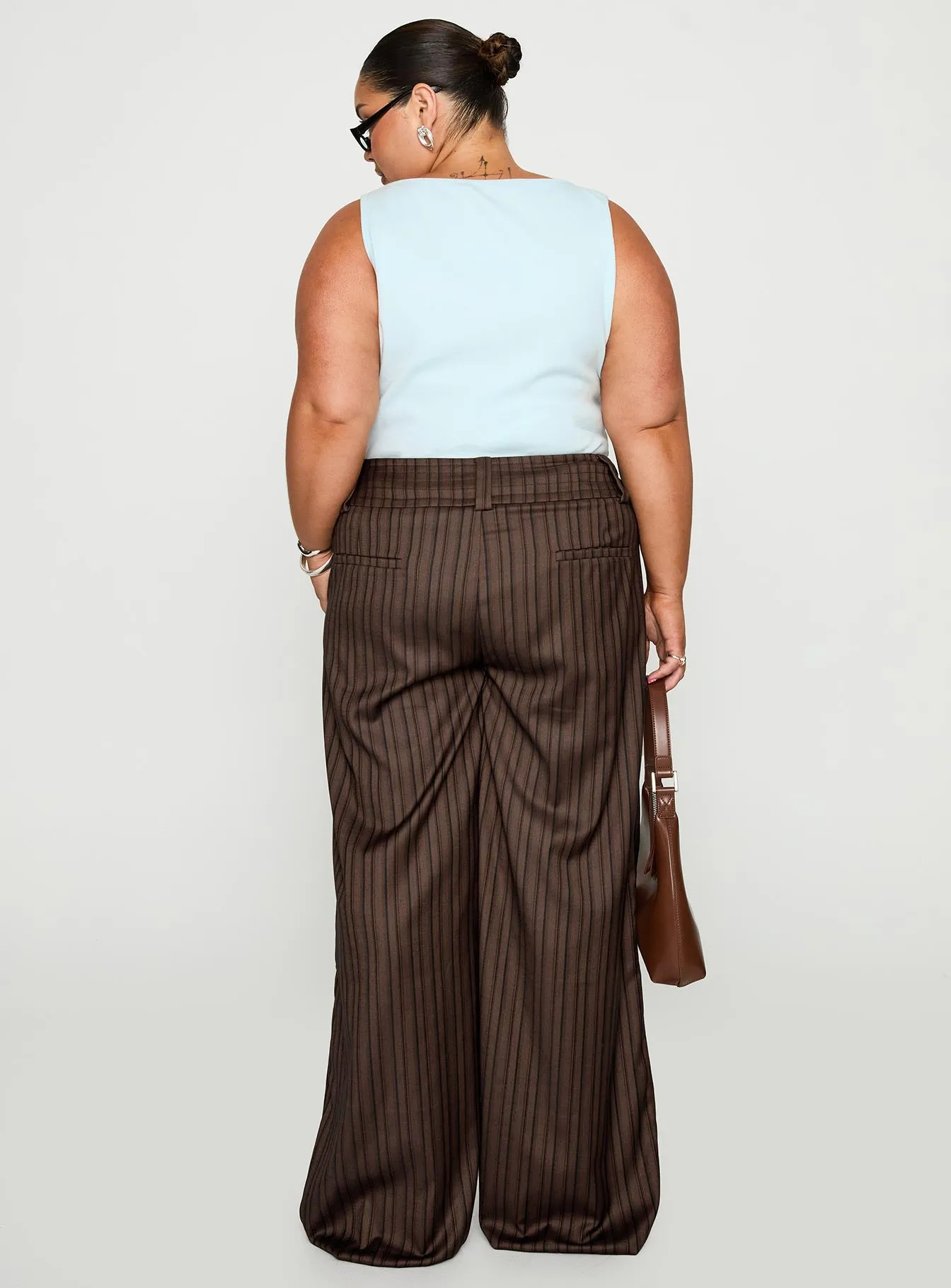 Cedars Low Rise Pant Brown Stripe Curve sold by Princess Polly product image thumbnail 5