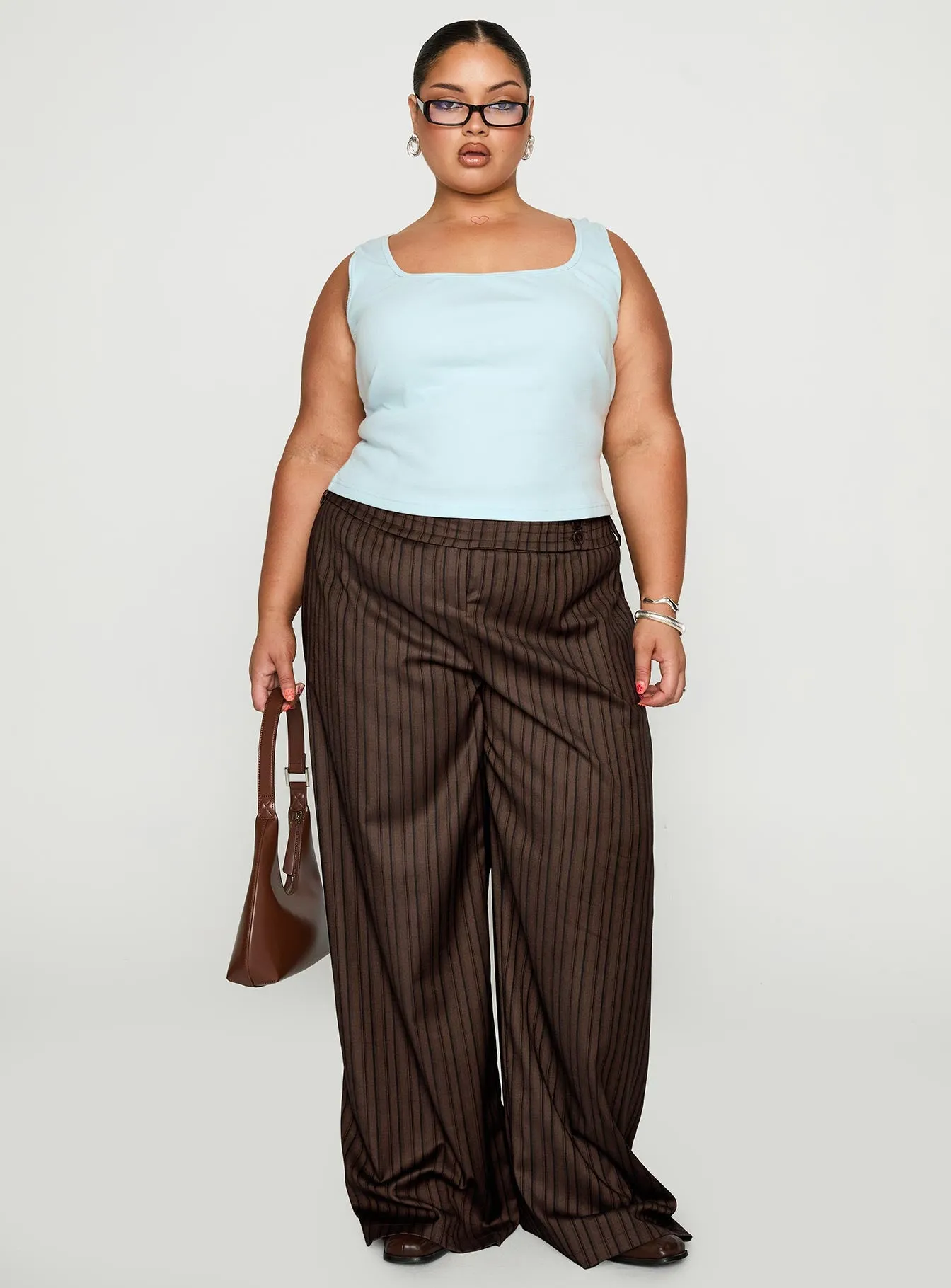 Cedars Low Rise Pant Brown Stripe Curve sold by Princess Polly product image thumbnail 3