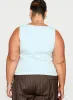 Baseline Square Neck Rib Tank Top Light Blue Curve sold by Princess Polly
