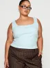 Baseline Square Neck Rib Tank Top Light Blue Curve sold by Princess Polly