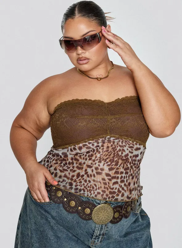 Art Deco Top Brown Curve sold by Princess Polly