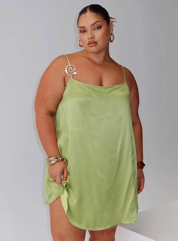 Apple Cider Mini Dress Green Curve sold by Princess Polly