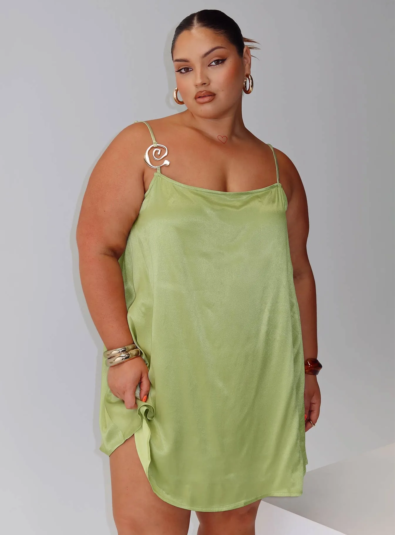 Apple Cider Mini Dress Green Curve sold by Princess Polly