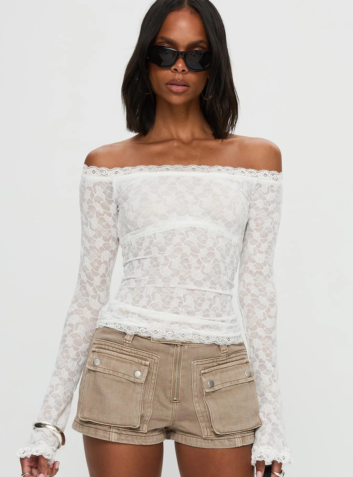 Mochapella Off The Shoulder Top White sold by Princess Polly product image thumbnail 2