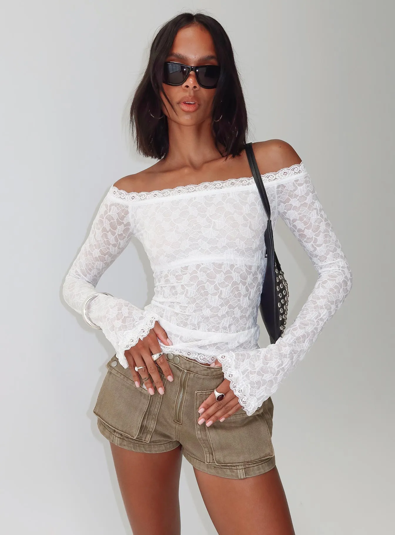 Mochapella Off The Shoulder Top White sold by Princess Polly