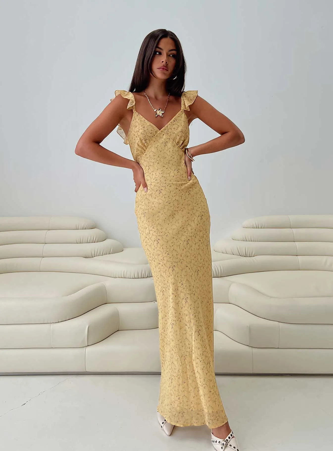 Dearlie Frill Maxi Dress Multi sold by Princess Polly