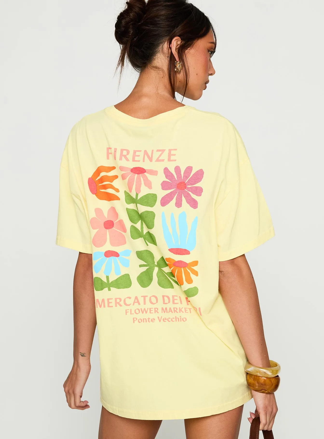 Firenze Flower Market Oversized Graphic Tee Yellow sold by Princess Polly product image thumbnail 5