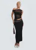 Aristocrat One Shoulder Mesh Set Black sold by Princess Polly
