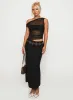 Aristocrat One Shoulder Mesh Set Black sold by Princess Polly