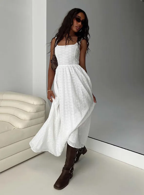 Cartmel Broderie Maxi Dress White sold by Princess Polly