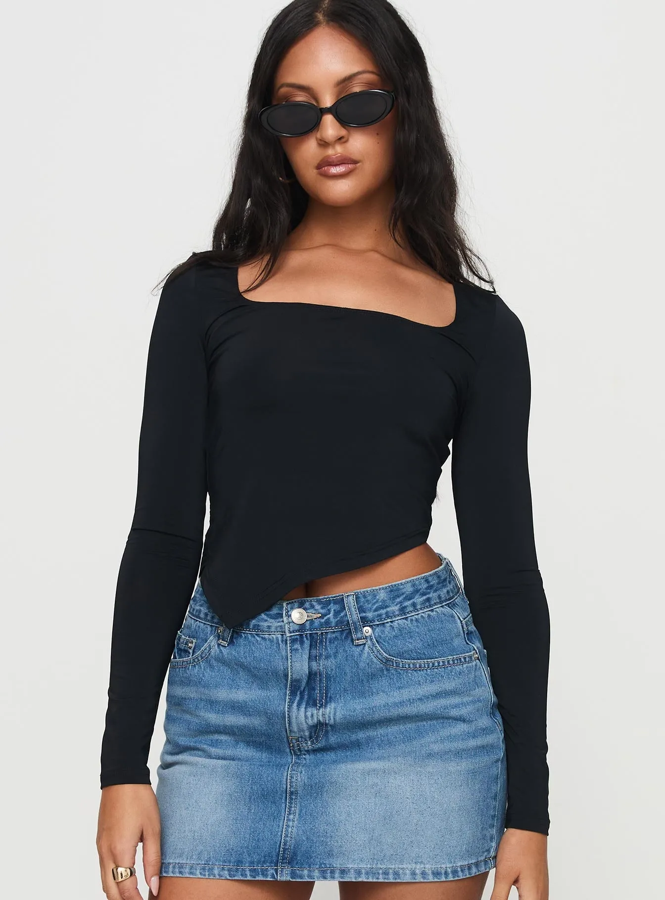 Inca Long Sleeve Top Black sold by Princess Polly