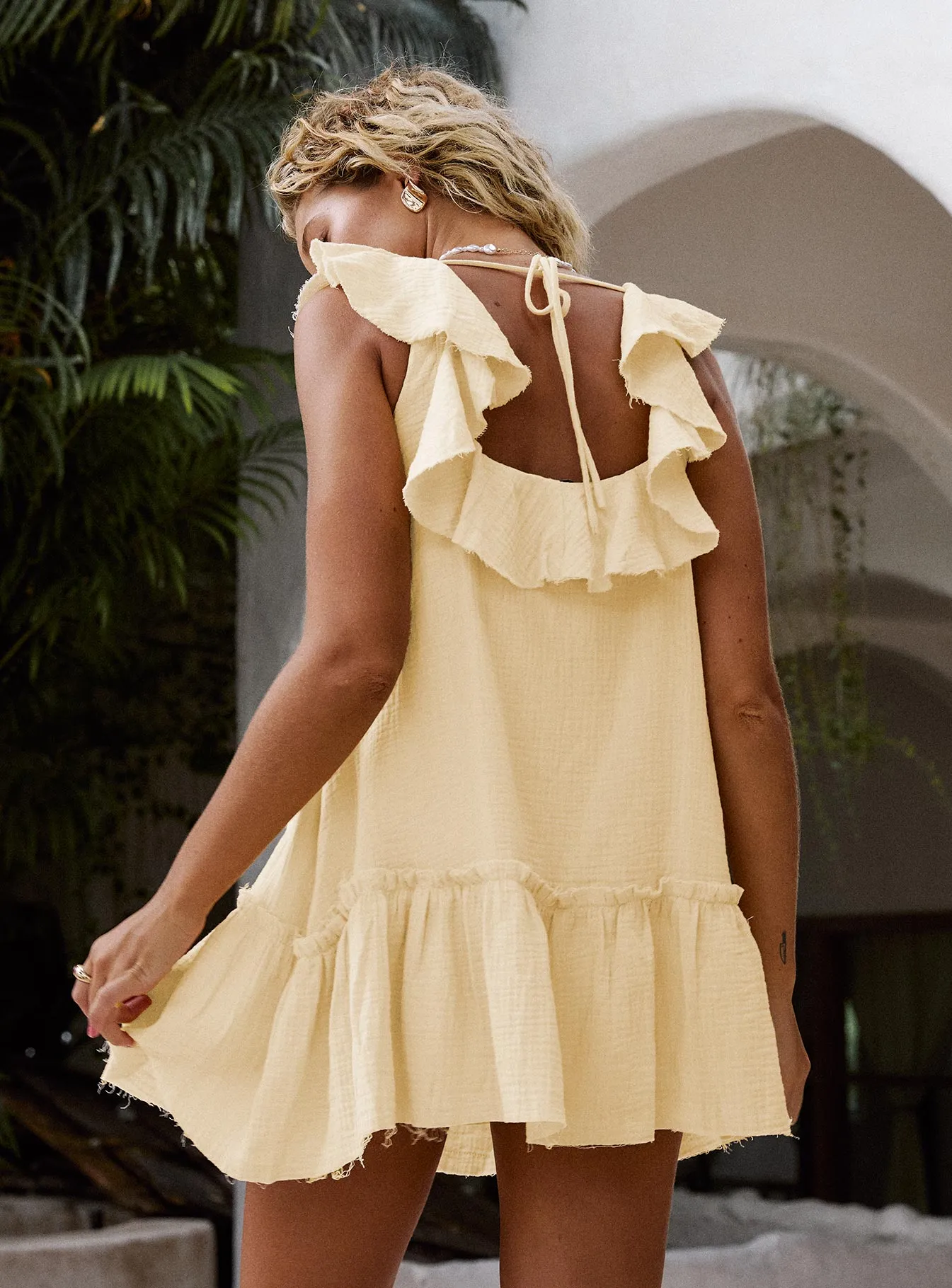 Alicen Frill Mini Dress Yellow sold by Princess Polly product image thumbnail 5