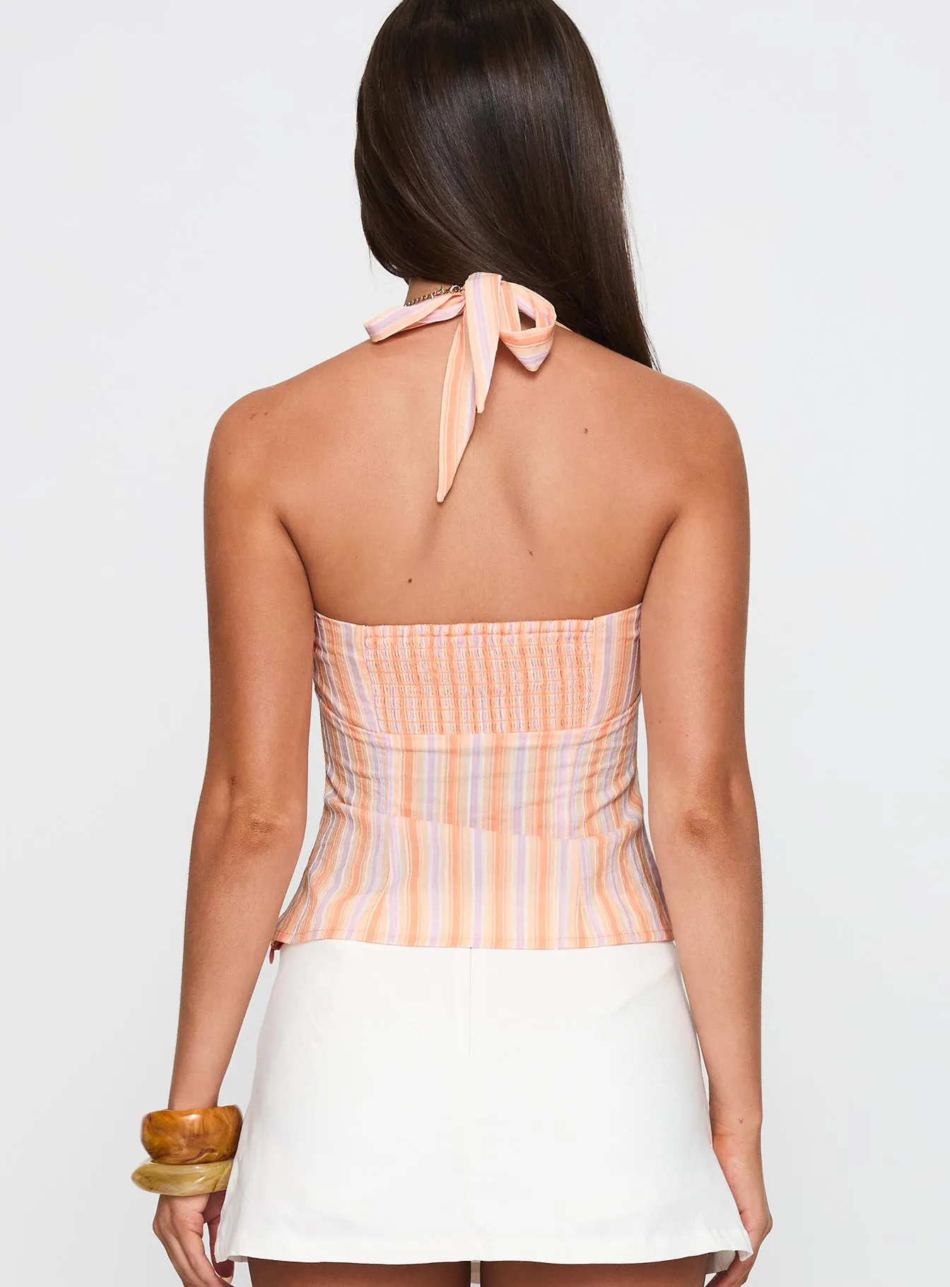 Isabetta Halter Top Orange Stripe sold by Princess Polly product image thumbnail 5
