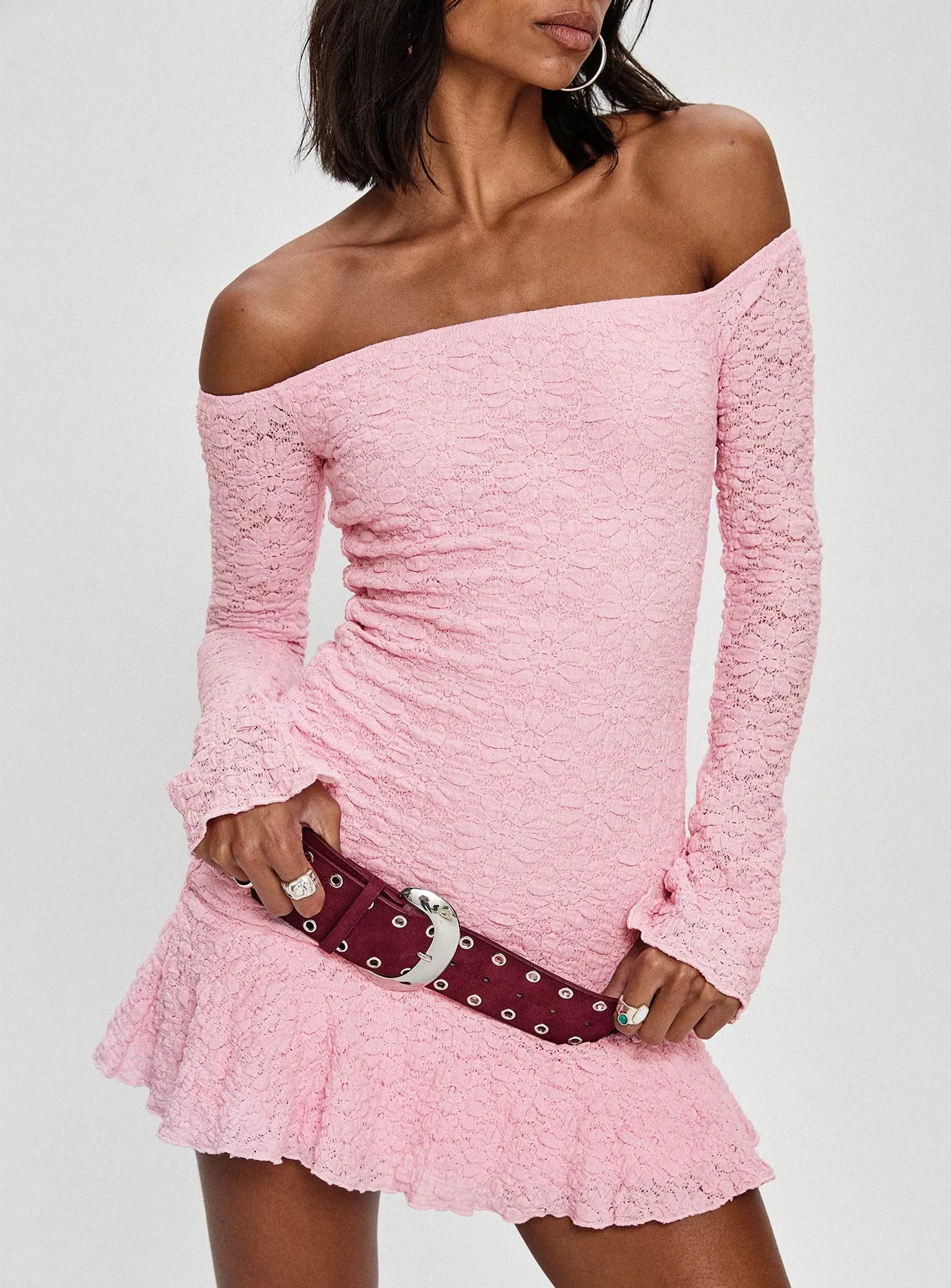 Vancesca Long Sleeve Mini Dress Pink sold by Princess Polly