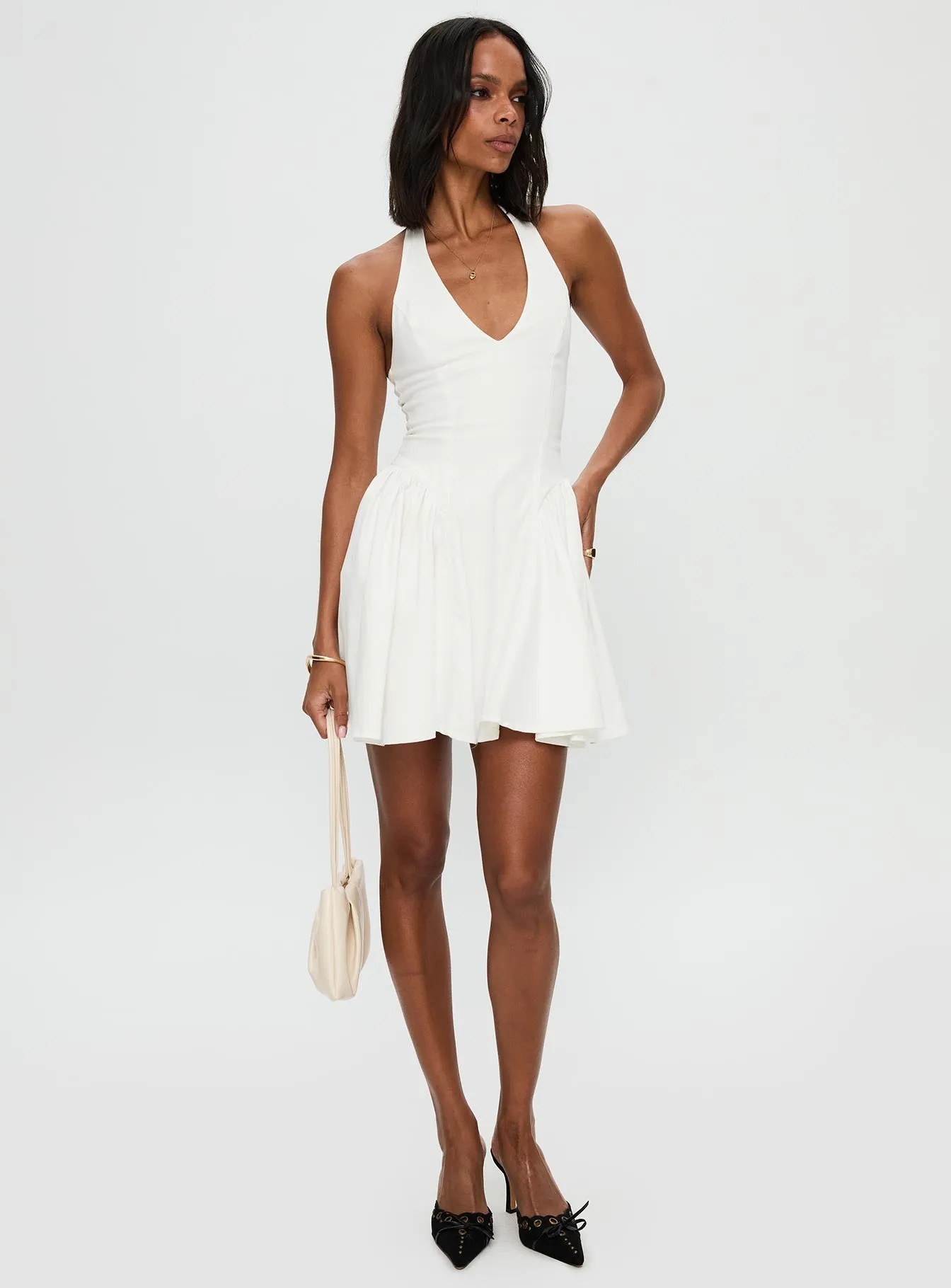 Karisse Halter Mini Dress White sold by Princess Polly product image thumbnail 3