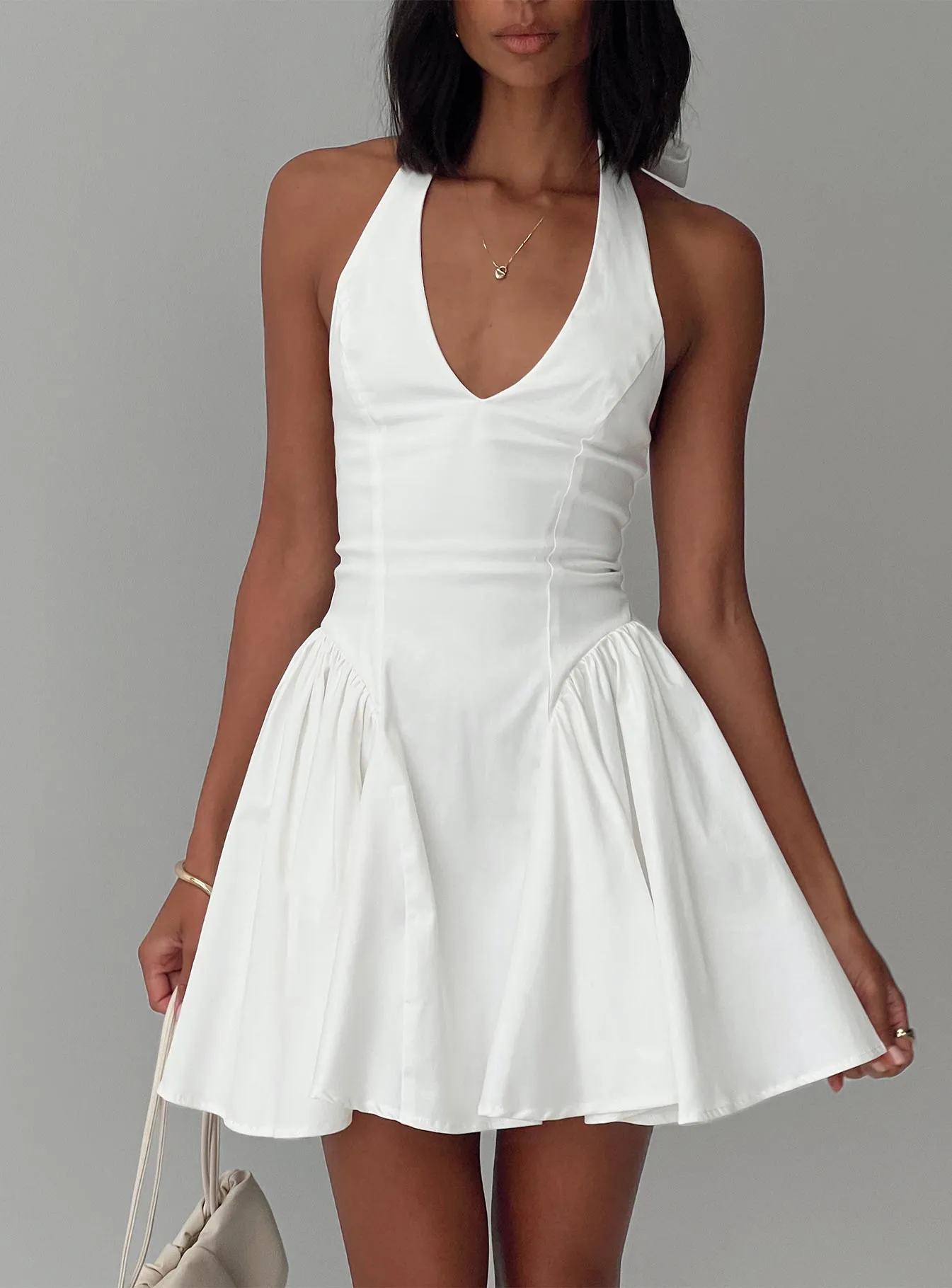 Karisse Halter Mini Dress White sold by Princess Polly