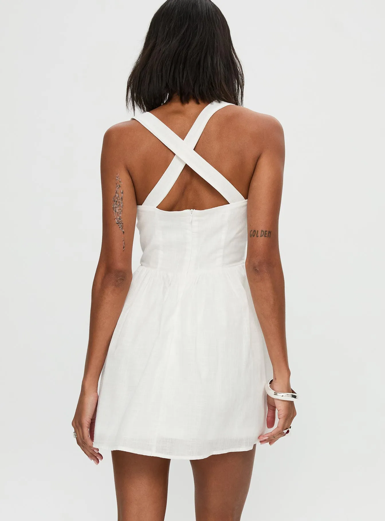Zolena Halter Mini Dress White sold by Princess Polly product image thumbnail 5