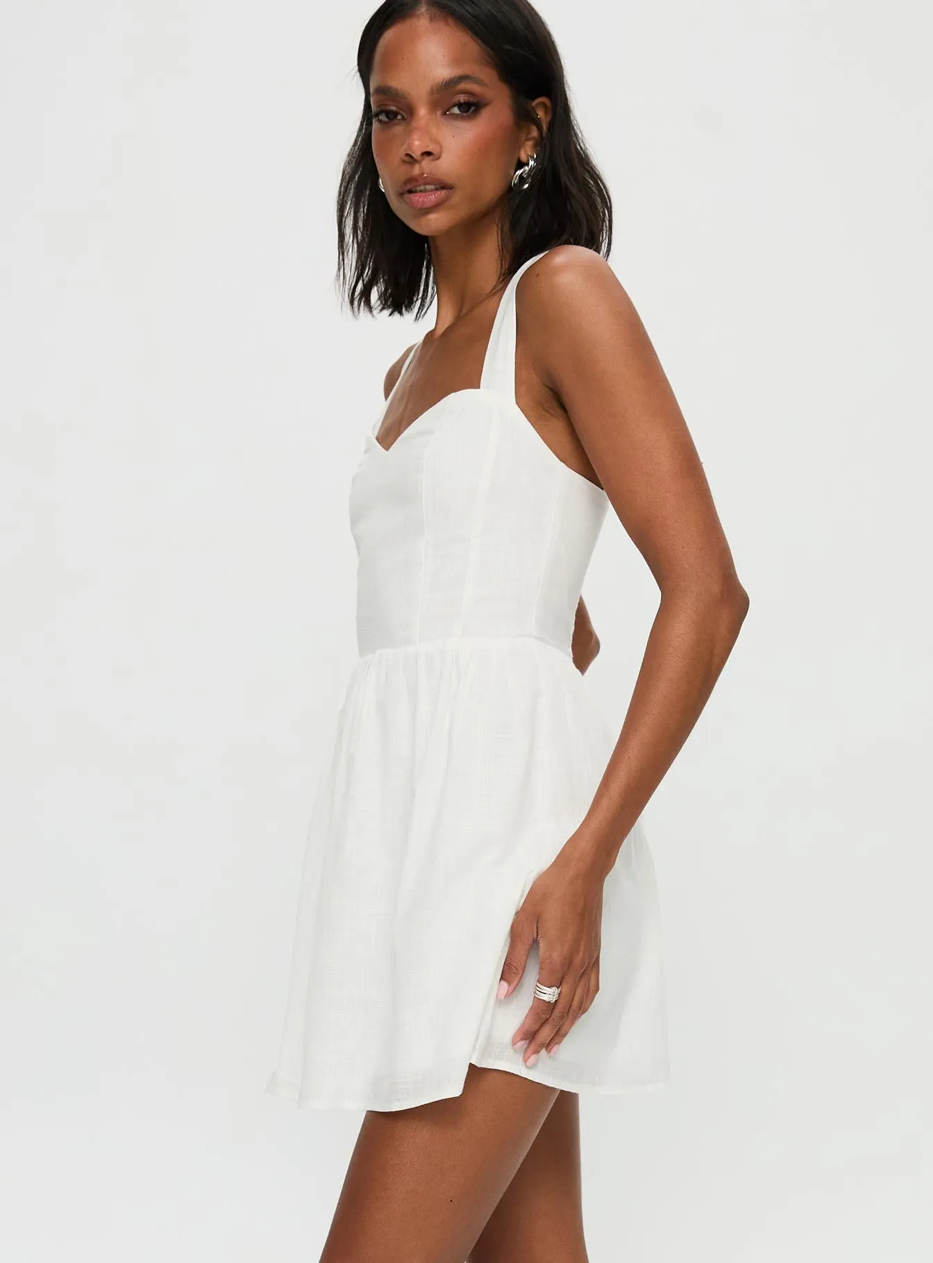 Zolena Halter Mini Dress White sold by Princess Polly product image thumbnail 4