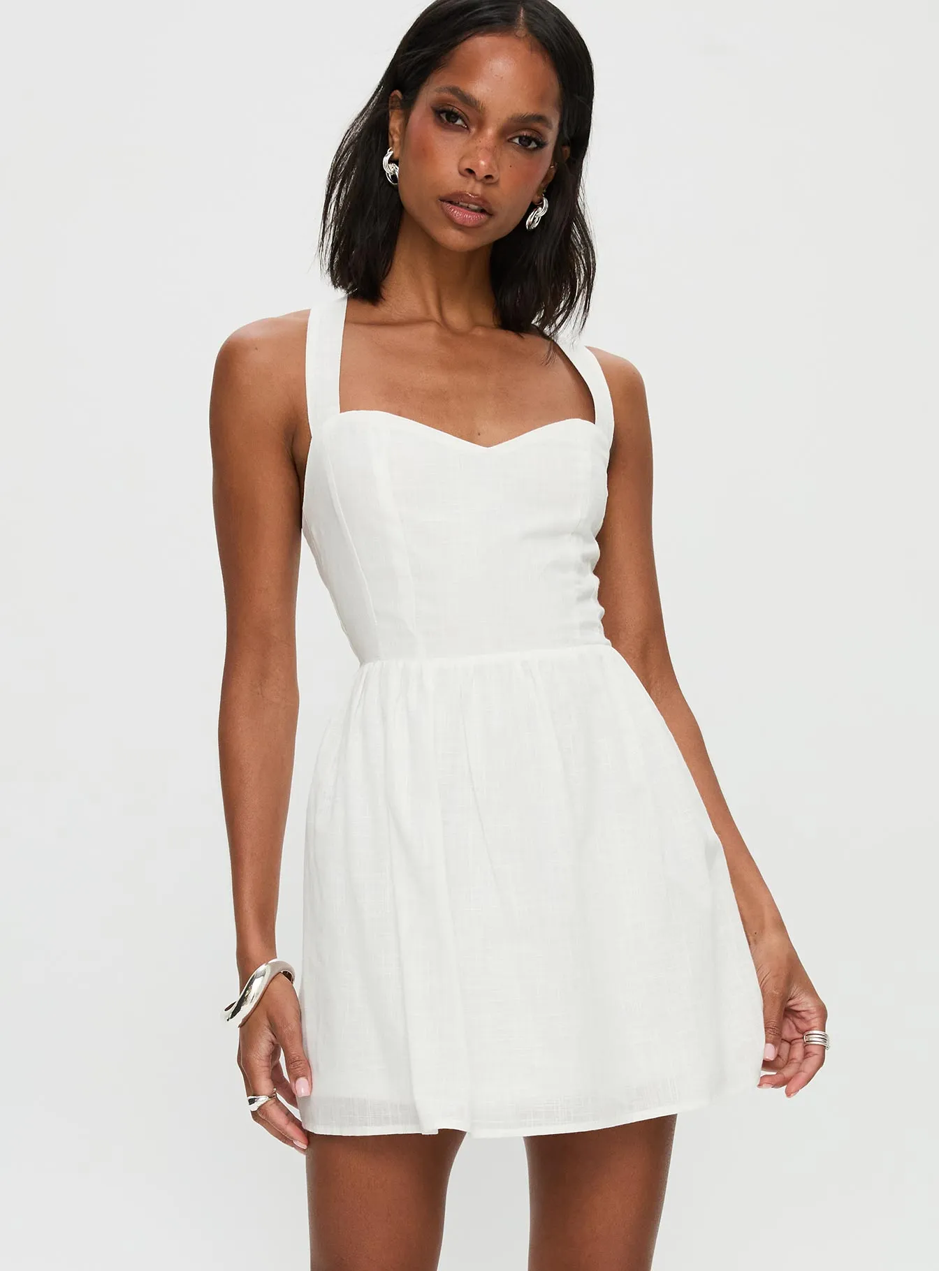 Zolena Halter Mini Dress White sold by Princess Polly product image thumbnail 2