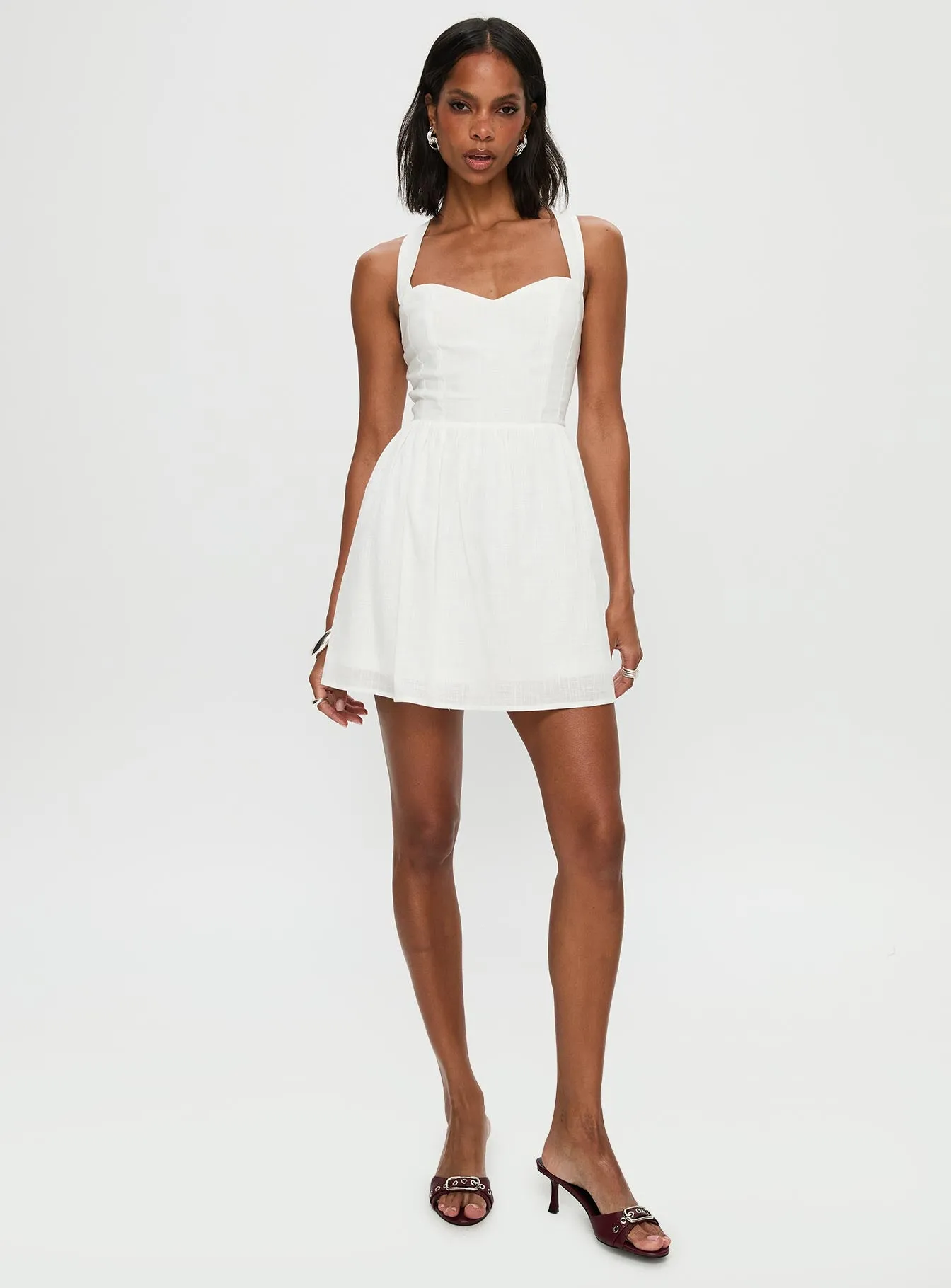 Zolena Halter Mini Dress White sold by Princess Polly product image thumbnail 3