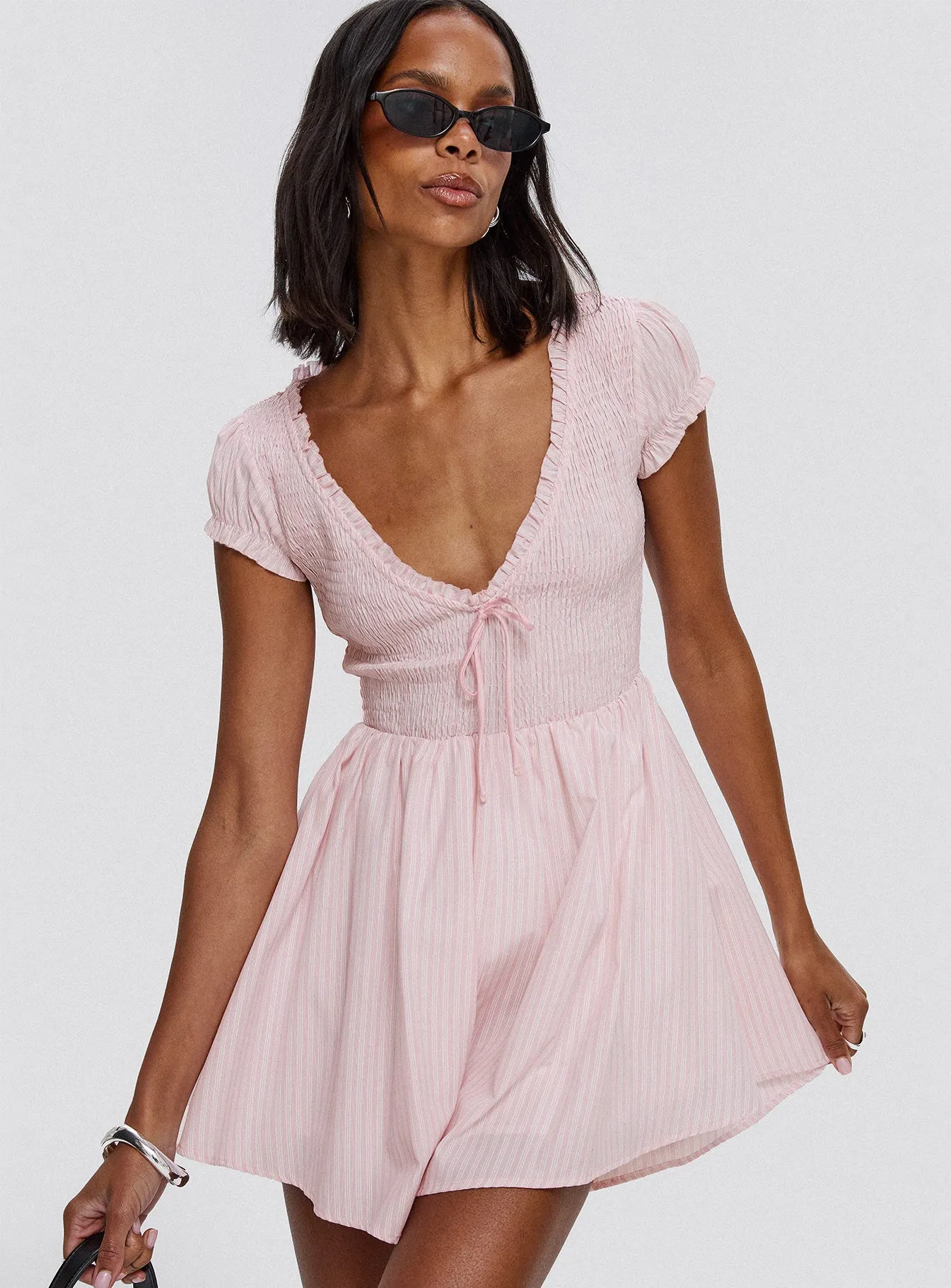Wescott Stripe Playsuit Pink / White sold by Princess Polly