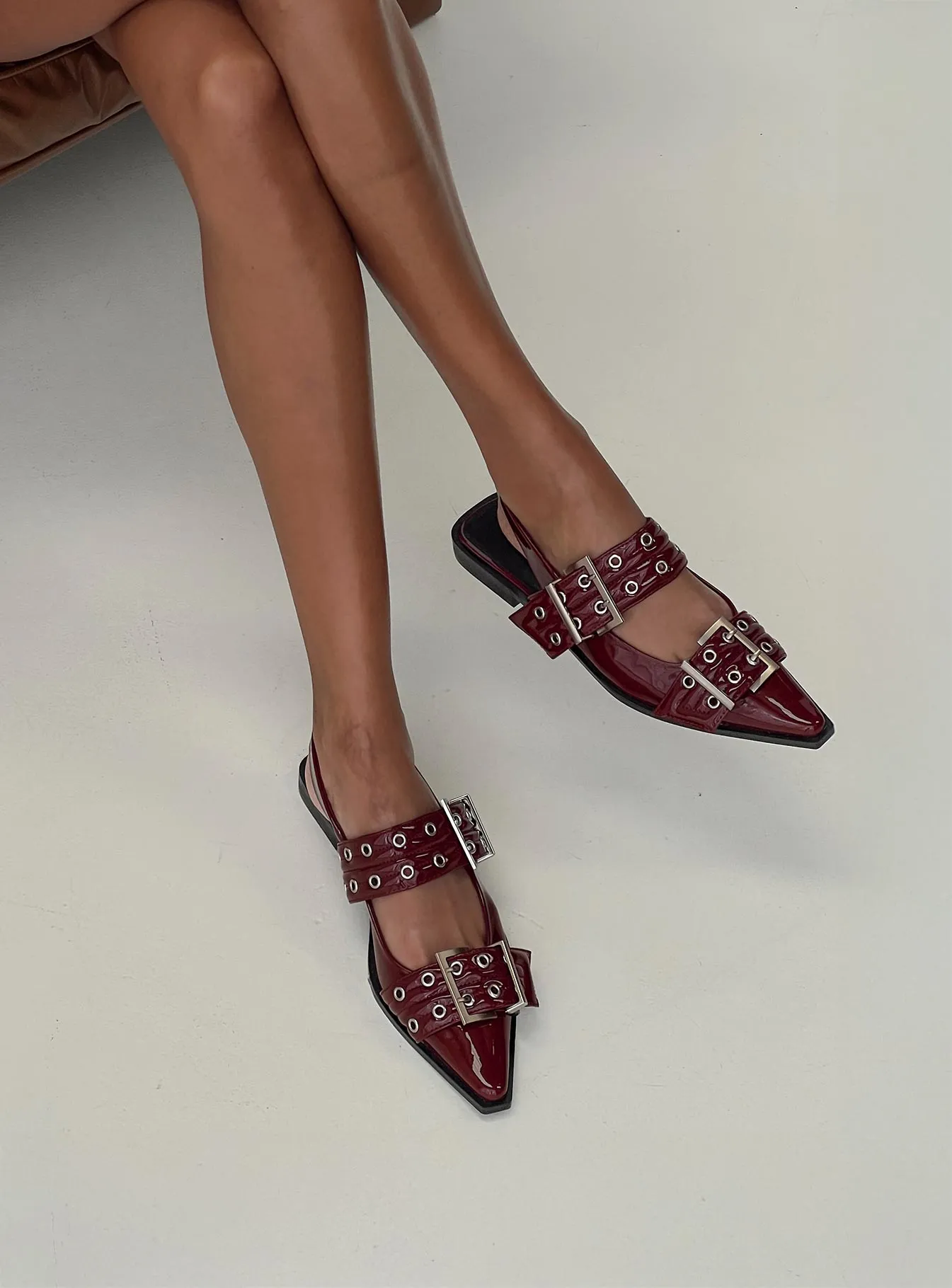 Therapy Matilda Flats Cherry Patent sold by Princess Polly